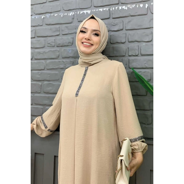 Taş İşleme Detaylı Pantolonlu Tunik Takım 8464 Taş