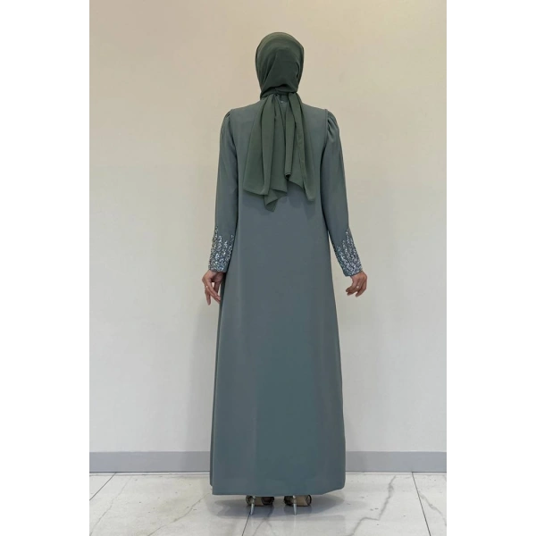 Taş İşleme Detaylı Yelekli Elbise Takım 3838 Mint