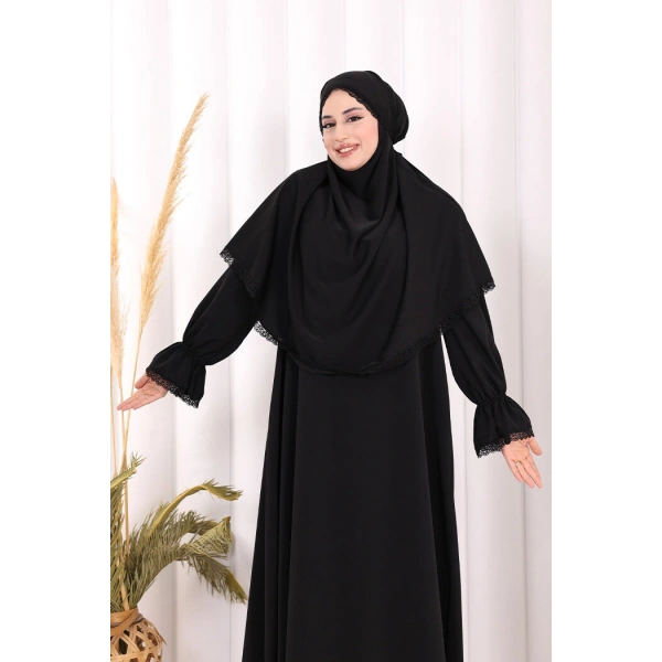 Tek Katlı Dantelli Sufle 6061-3 Siyah
