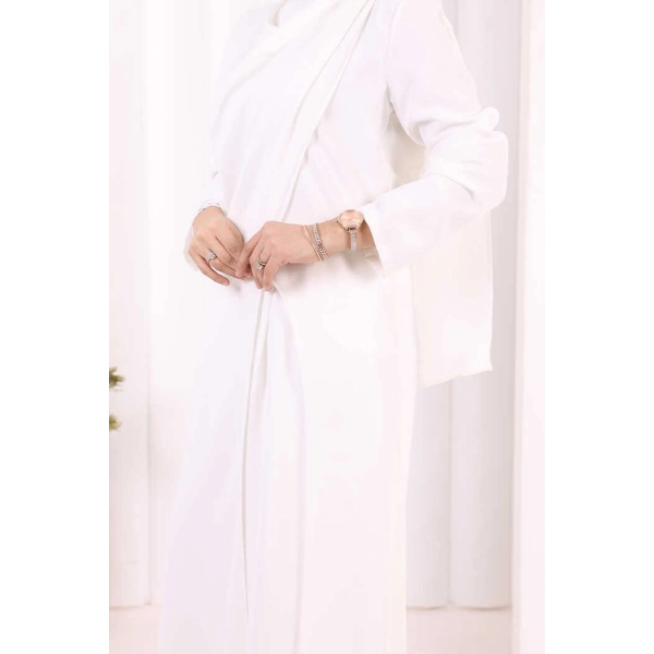 Tek Omuz Gold Toka Detaylı Tunik Pantolon Takım 8698 Ekru