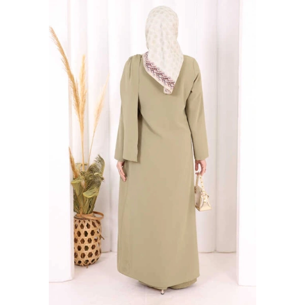 Tek Omuz Gold Toka Detaylı Tunik Pantolon Takım 8698 Haki