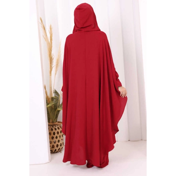 Tunik, Pantolon ve Abaya Üçlü Takım 8663 Bordo