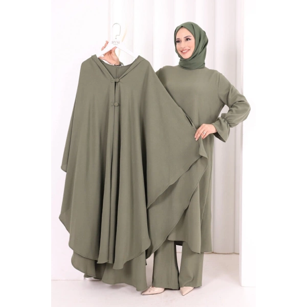 Tunik, Pantolon ve Abaya Üçlü Takım 8663 Haki