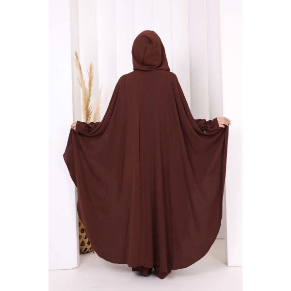 Tunik, Pantolon ve Abaya Üçlü Takım 8663 Kahverengi