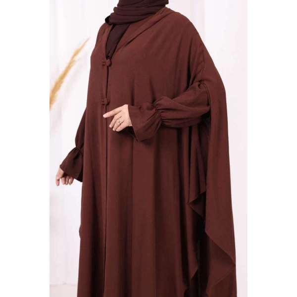 Tunik, Pantolon ve Abaya Üçlü Takım 8663 Kahverengi