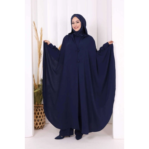 Tunik, Pantolon ve Abaya Üçlü Takım 8663 Lacivert