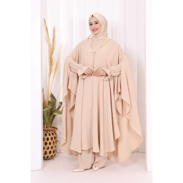 Tunik, Pantolon ve Abaya Üçlü Takım 8663 Taş