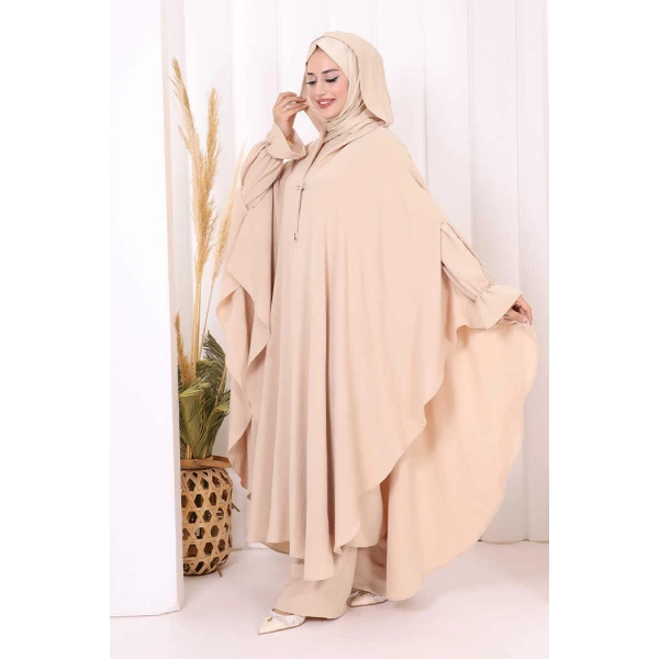 Tunik, Pantolon ve Abaya Üçlü Takım 8663 Taş