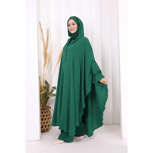 Tunik, Pantolon ve Abaya Üçlü Takım 8663 Zümrüt