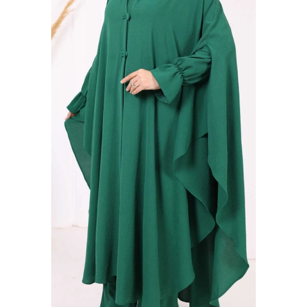 Tunik, Pantolon ve Abaya Üçlü Takım 8663 Zümrüt