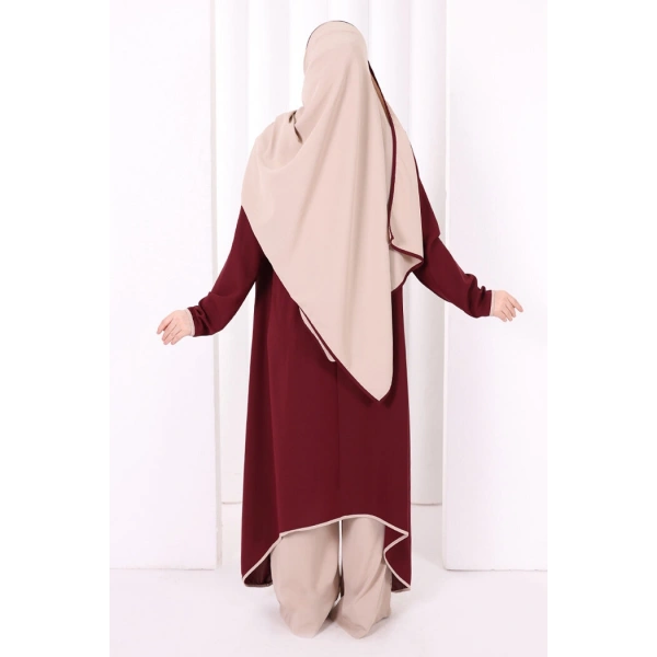 Tunik Şal ve Pantolon Üçlü Takım 8030 Bordo
