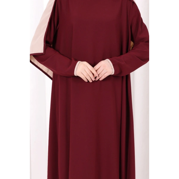 Tunik Şal ve Pantolon Üçlü Takım 8030 Bordo
