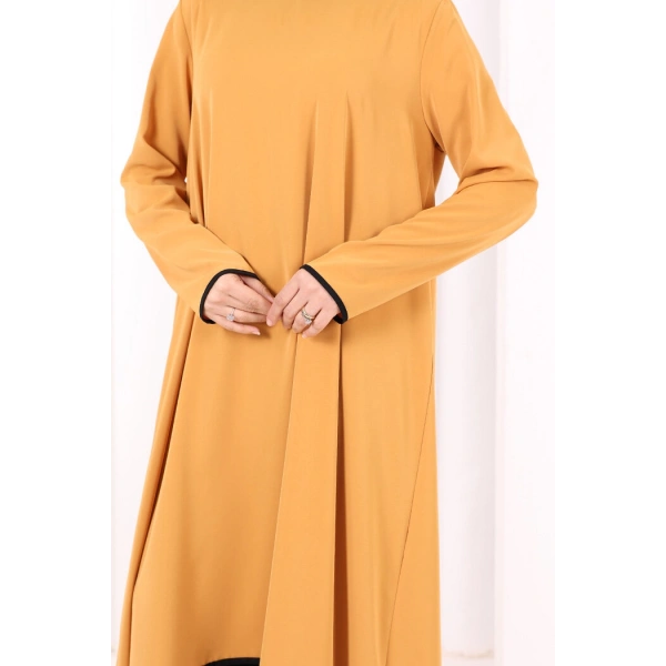 Tunik Şal ve Pantolon Üçlü Takım 8030 Hardal-Siyah