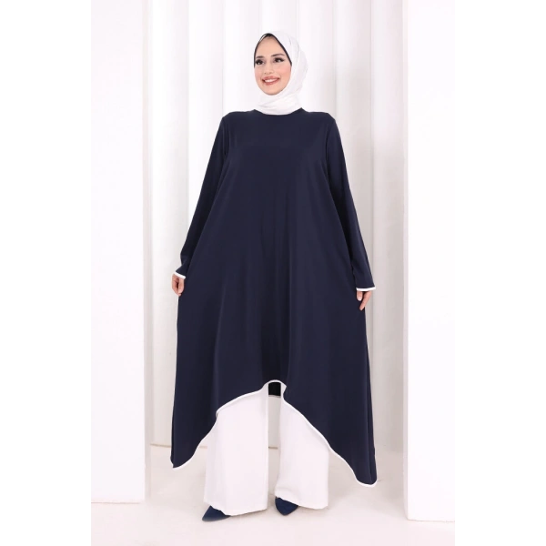 Tunik Şal ve Pantolon Üçlü Takım 8030 Lacivert