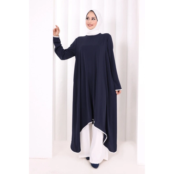 Tunik Şal ve Pantolon Üçlü Takım 8030 Lacivert