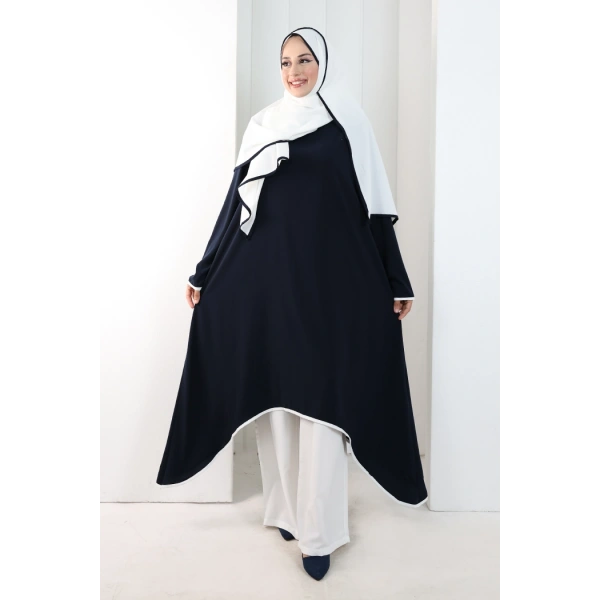 Tunik Şal ve Pantolon Üçlü Takım 8030 Lacivert