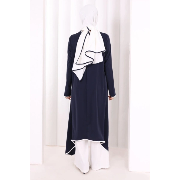 Tunik Şal ve Pantolon Üçlü Takım 8030 Lacivert