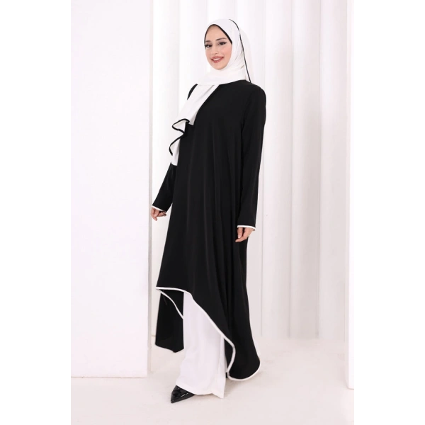 Tunik Şal ve Pantolon Üçlü Takım 8030 Siyah