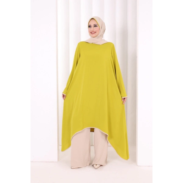 Tunik Şal ve Pantolon Üçlü Takım 8030 Yağ Yeşili