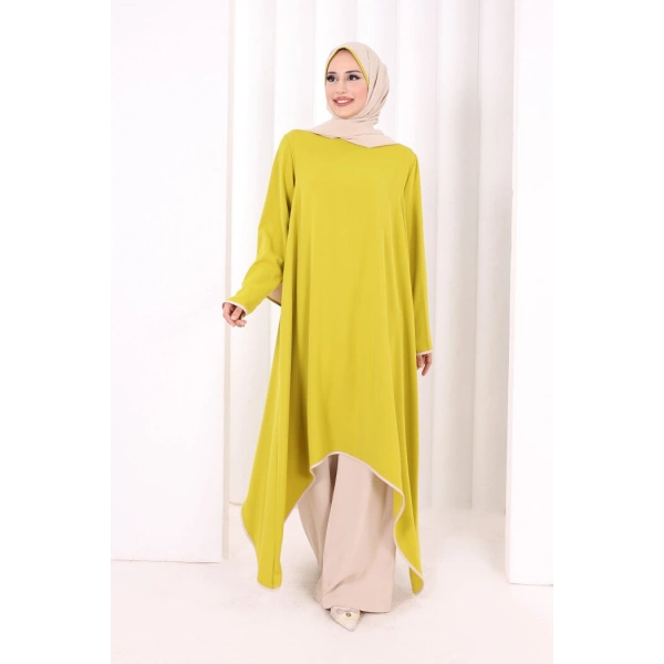 Tunik Şal ve Pantolon Üçlü Takım 8030 Yağ Yeşili