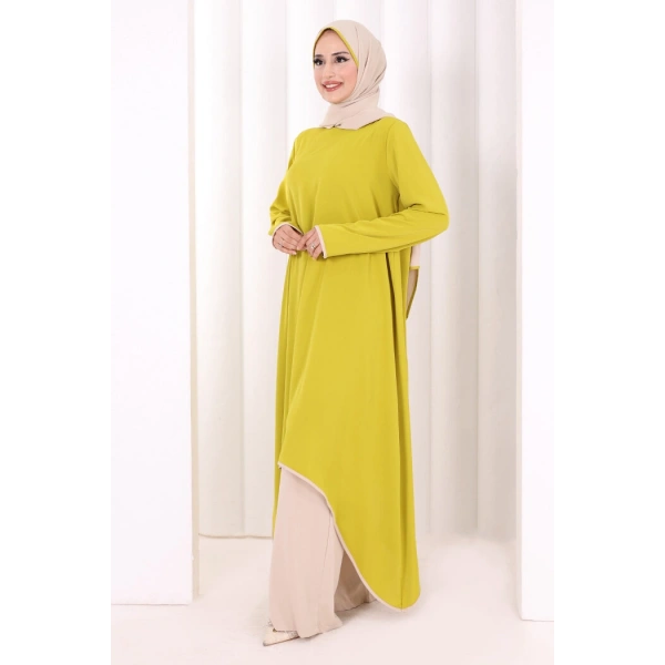 Tunik Şal ve Pantolon Üçlü Takım 8030 Yağ Yeşili