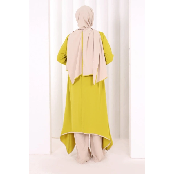 Tunik Şal ve Pantolon Üçlü Takım 8030 Yağ Yeşili