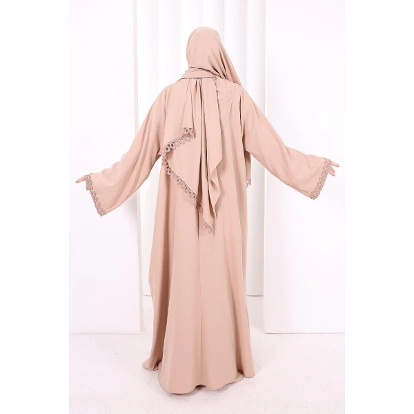 Üçlü Dantelli Abayalı Takım 6089 Bal