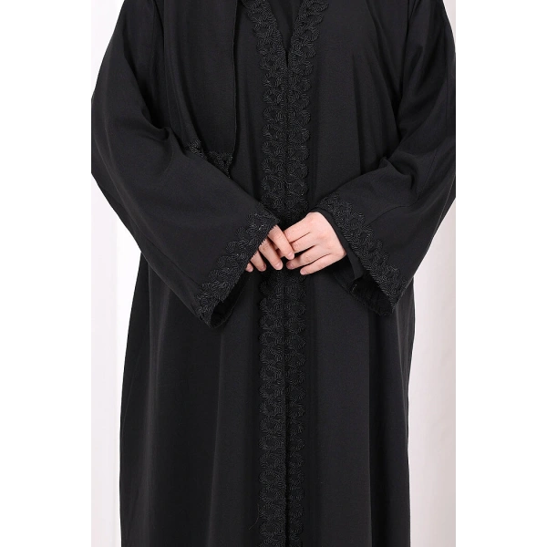 Üçlü Dantelli Abayalı Takım 6089 Siyah