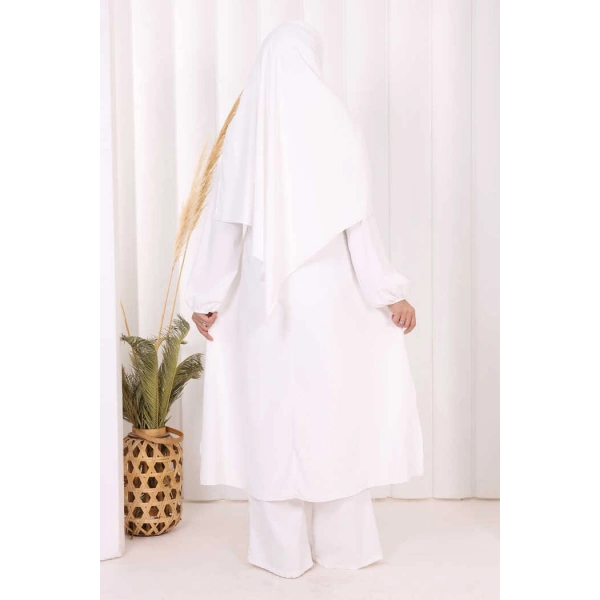 Umre Dubai Tunik Pantolon Takım ŞAL HEDİYE  8003 Ekru