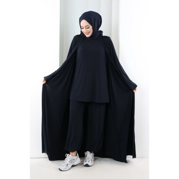 Uzun Hırkalı Üçlü Takım 8713 Lacivert