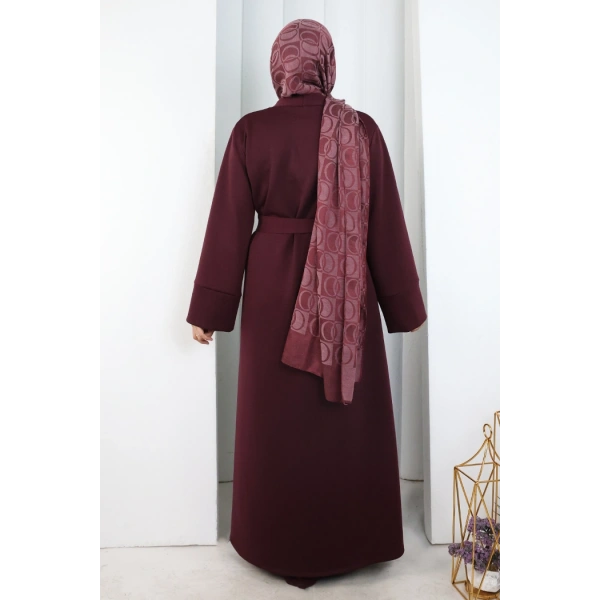 Uzun Hırkalı Üçlü Takım 8716 Mürdüm