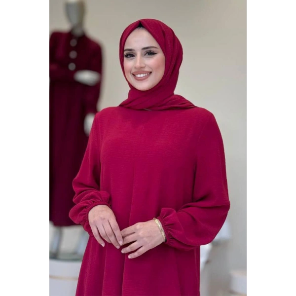 Verevli Tunik, Pantolon Takım Şal  HEDİYE   3937 Bordo