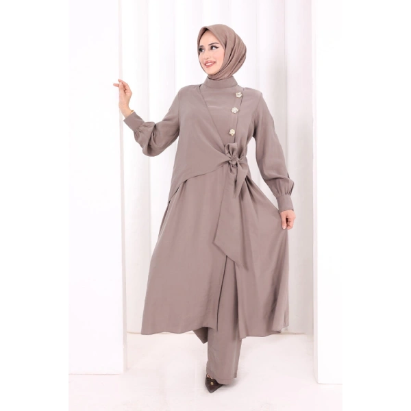 Yandan Bağlamalı İkili Takım 8019 Vizon
