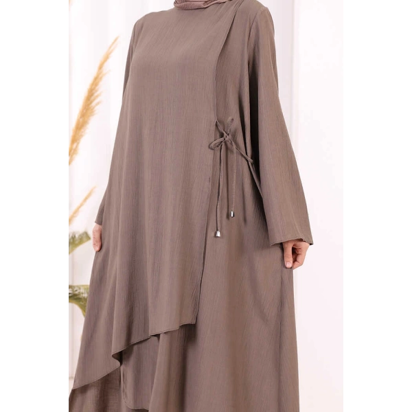 Yandan Bağlamalı Tunik Pantolon Takım 8008 Duman