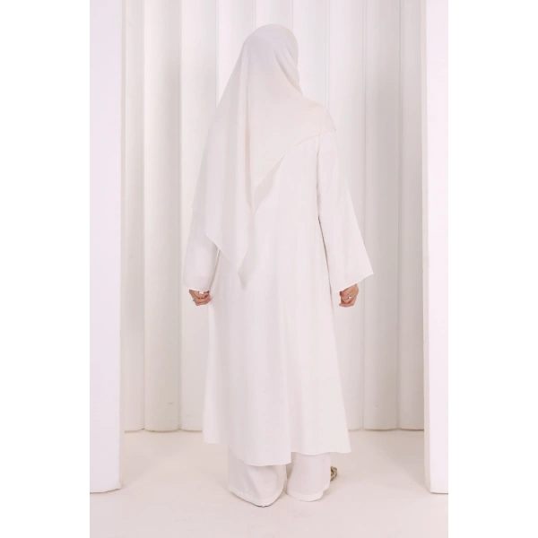 Yandan Bağlamalı Tunik Pantolon Takım 8008 Ekru