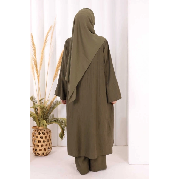 Yandan Bağlamalı Tunik Pantolon Takım 8008 Haki
