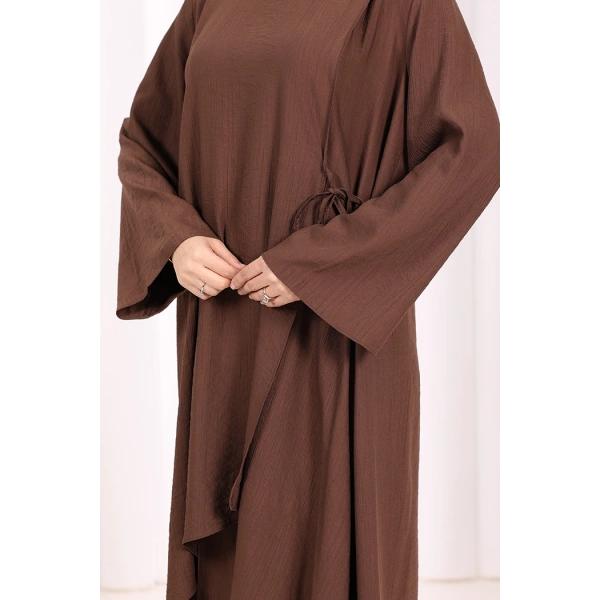 Yandan Bağlamalı Tunik Pantolon Takım 8008 Kahverengi