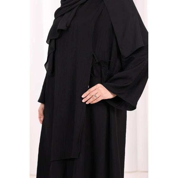 Yandan Bağlamalı Tunik Pantolon Takım 8008 Siyah