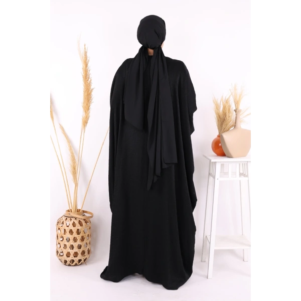 Yarasakol Abayalı Elbise Takım 8497 Siyah