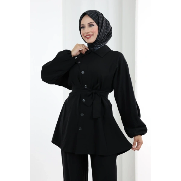 Yarasakol Düğmeli Takım 8705 Siyah