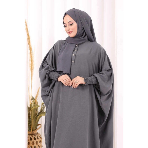 Yarasakollu Elbise 6077 Antrasit