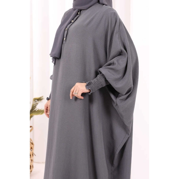 Yarasakollu Elbise 6077 Antrasit