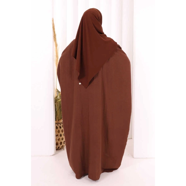 Yarasakollu Elbise 6077 Kahverengi