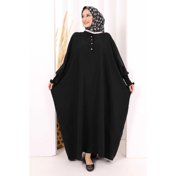 Yarasakollu Elbise 6077 Siyah