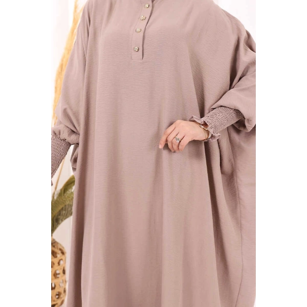 Yarasakollu Elbise 6077 Vizon