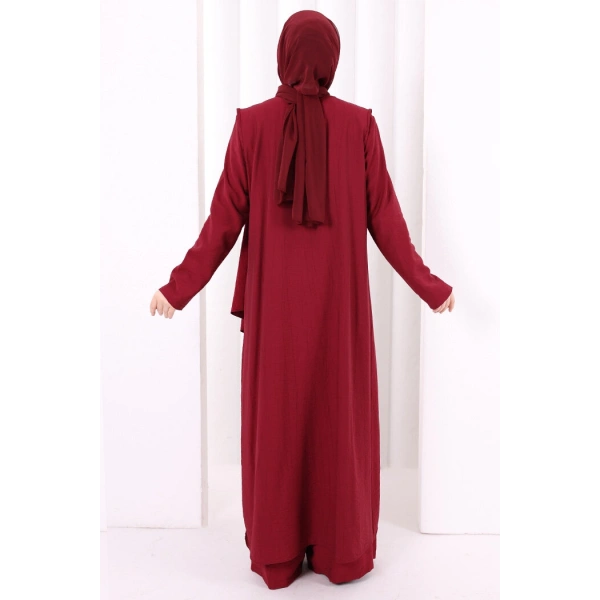Yelekli Pantolon Takım 8012 Bordo