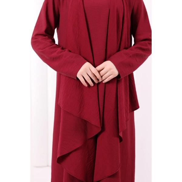 Yelekli Pantolon Takım 8012 Bordo