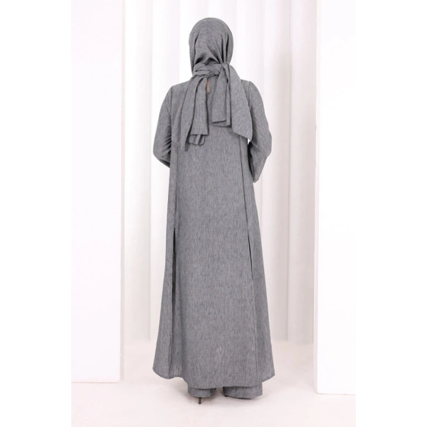 Yırtmaçlı Tunik Üçlü Takım 8035 Füme