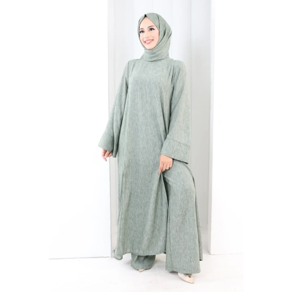 Yırtmaçlı Tunik Üçlü Takım 8035 Haki