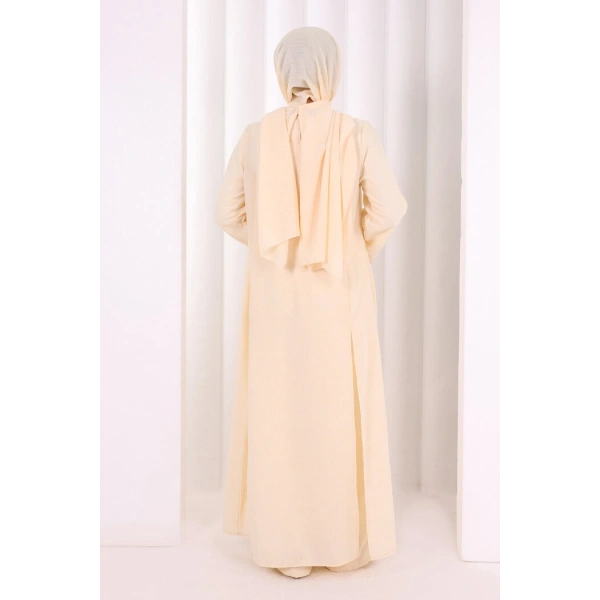 Yırtmaçlı Tunik Üçlü Takım 8035 Sarı